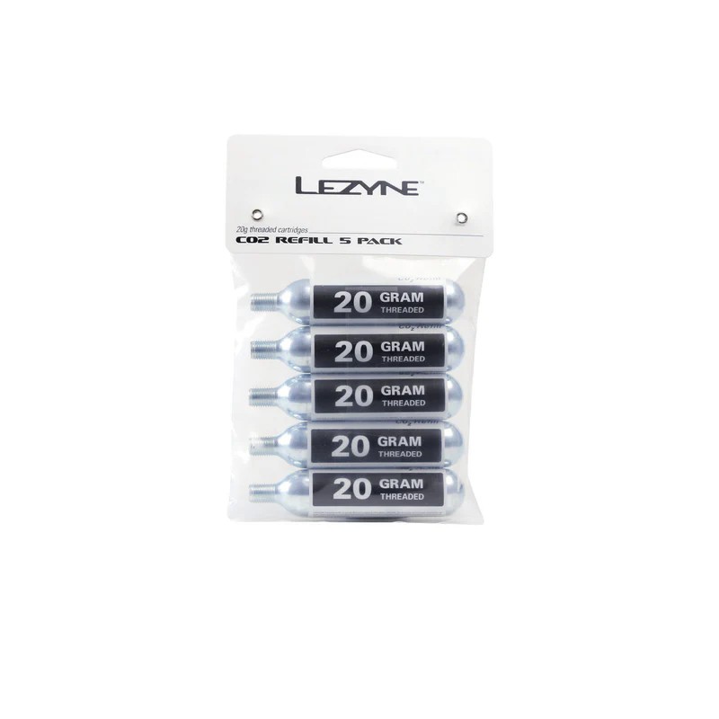 Lezyne CO2 Cartridge - 20g Threaded 5 pcs Silver