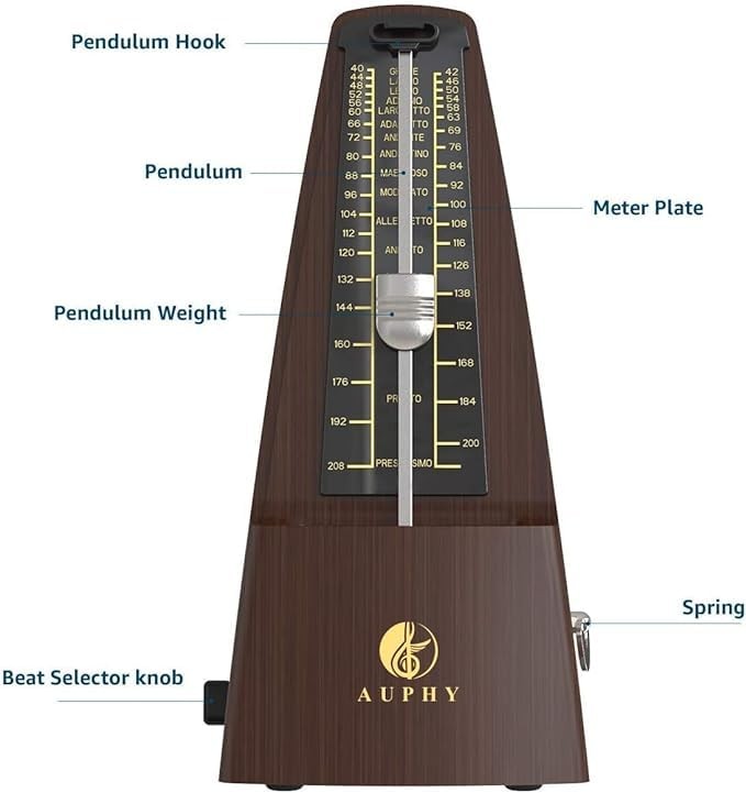Mechanical Metronome with Accent Bell, Classic Shape, Accurate Beat, Multiple