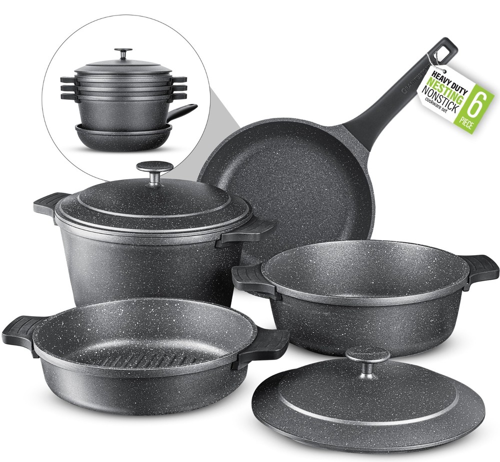 Granitestone Diamond 6 Pc Nonstick Heavy Duty Nesting Pots Set