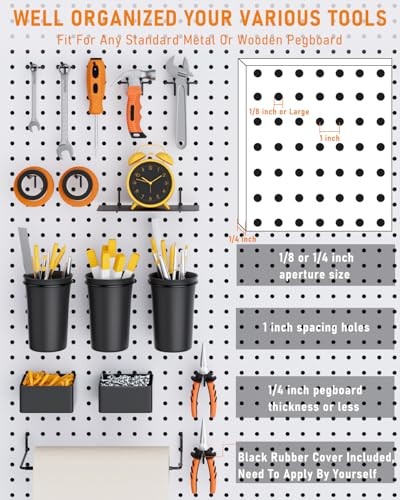 30PCS Peg Board Organizer Accessories Kit, Pegboard Hooks Assortment Black