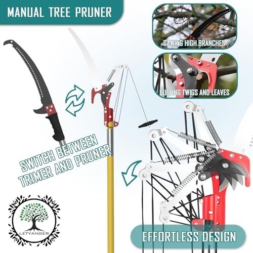 Extendable Pole Saw for Tree Trimming 7.3-27 ft, Sharp Steel Blade, Long Handle