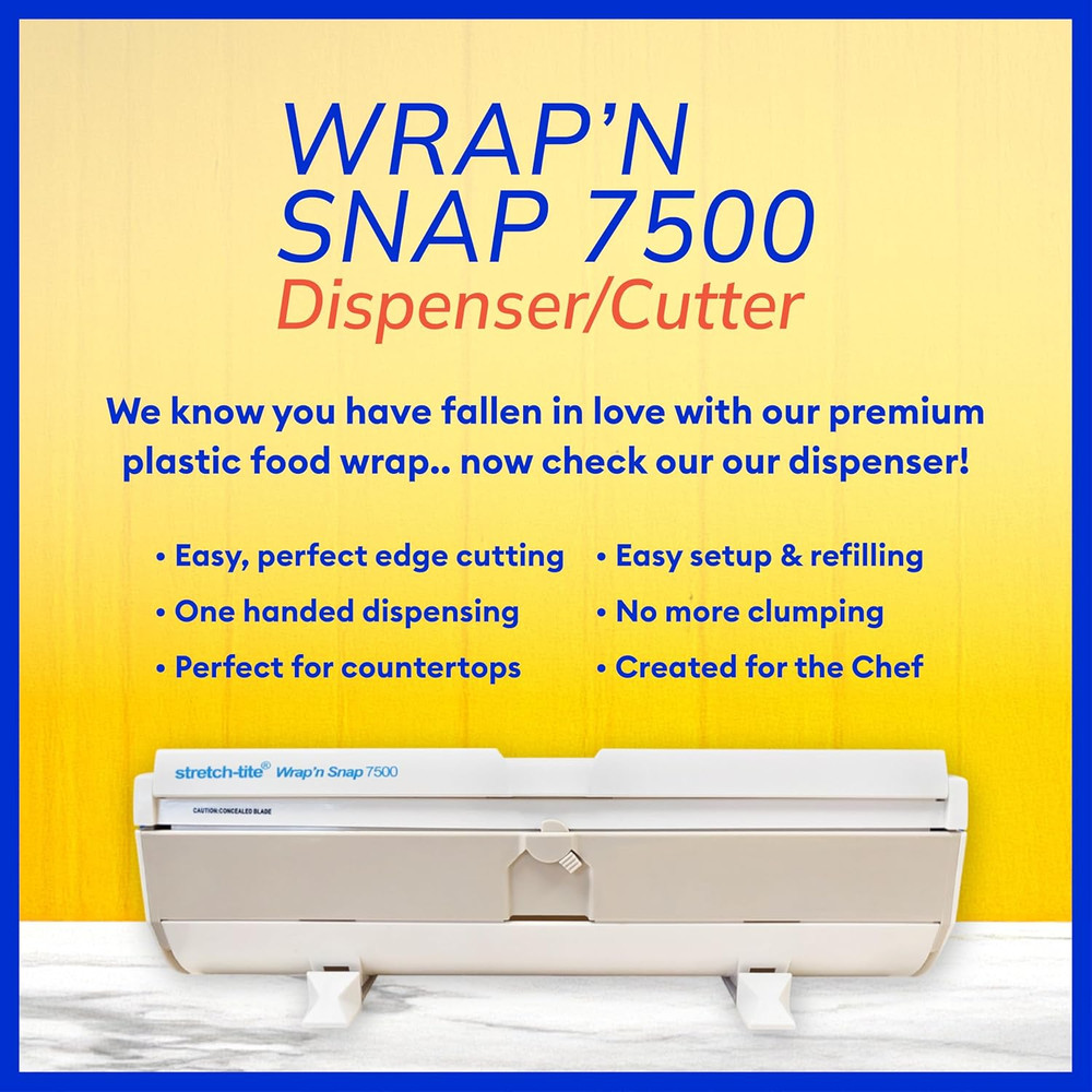 Premium Plastic Food Wrap, Includes Slide Cutter, Extra Strong (250 sq ft)