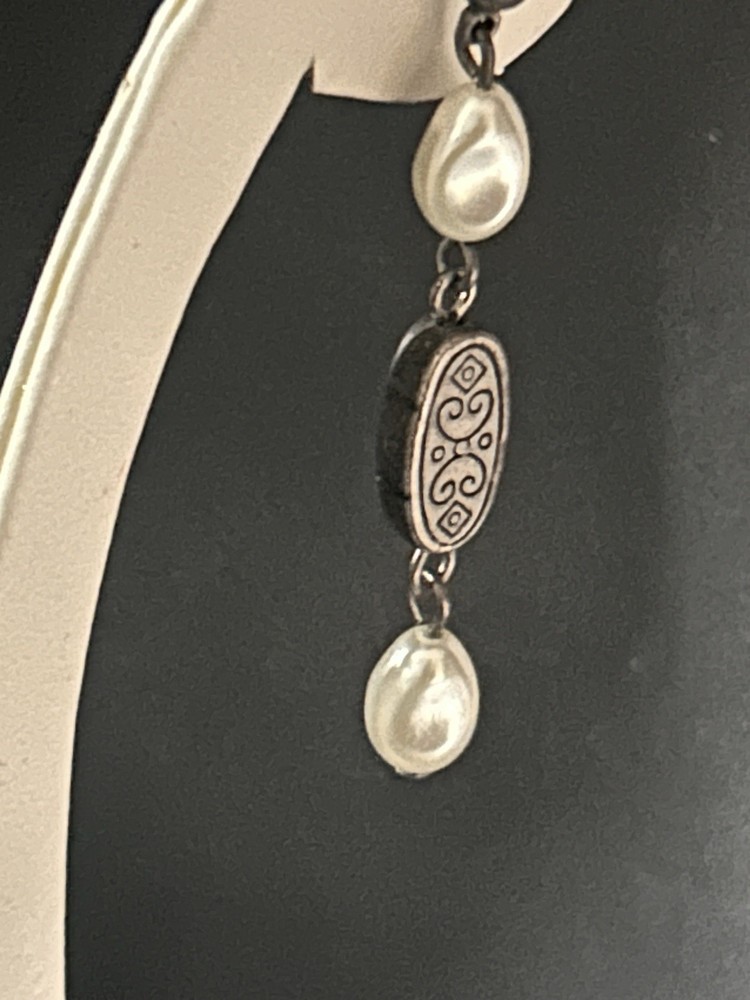 Brighton Discontinued Pearl Silver Dangle Earrings