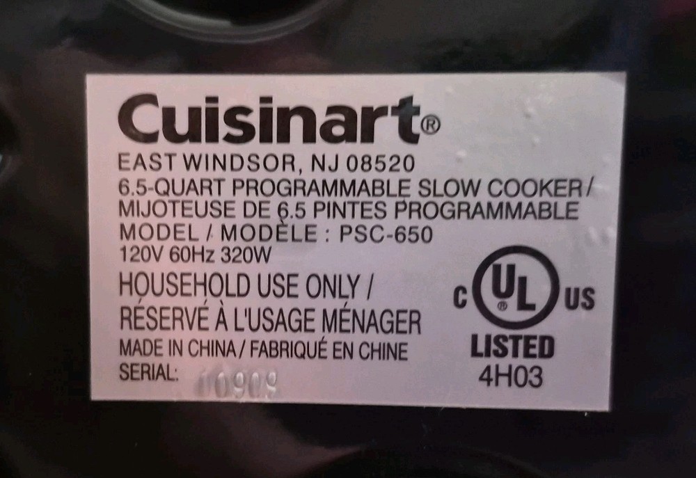 Cuisinart PSC-650 6.5 quart 24 hr. Programable Stainless Steele Slow Cooker