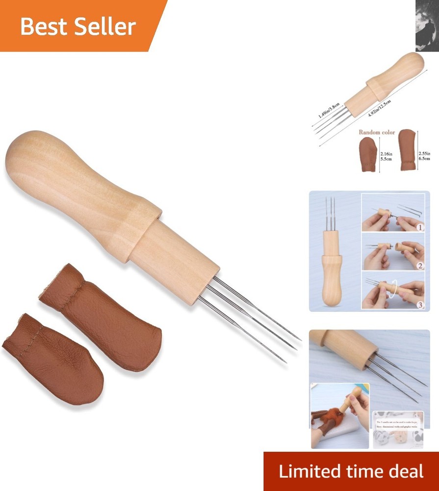 Complete Wool Felting Kit - Includes 3 Needles, Finger Protector & Craft Guide
