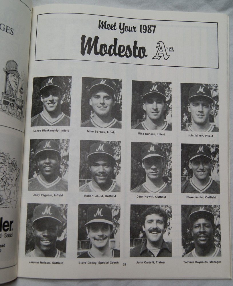 1987 modesto a's official souvenir program coupon removed pp 43-44