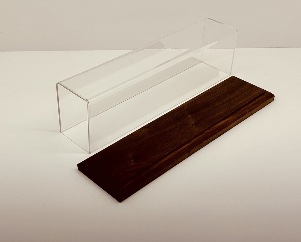 12" Long HO Scale Model Train Display Case, Walnut Base