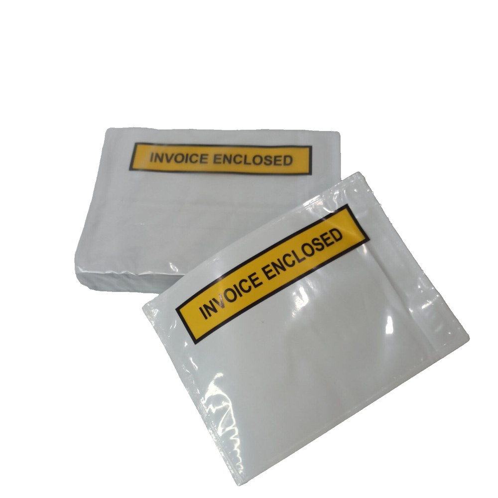 100pcs Invoice Envelope Document Enclosed Pouch 115x150mm White Clear Sticker