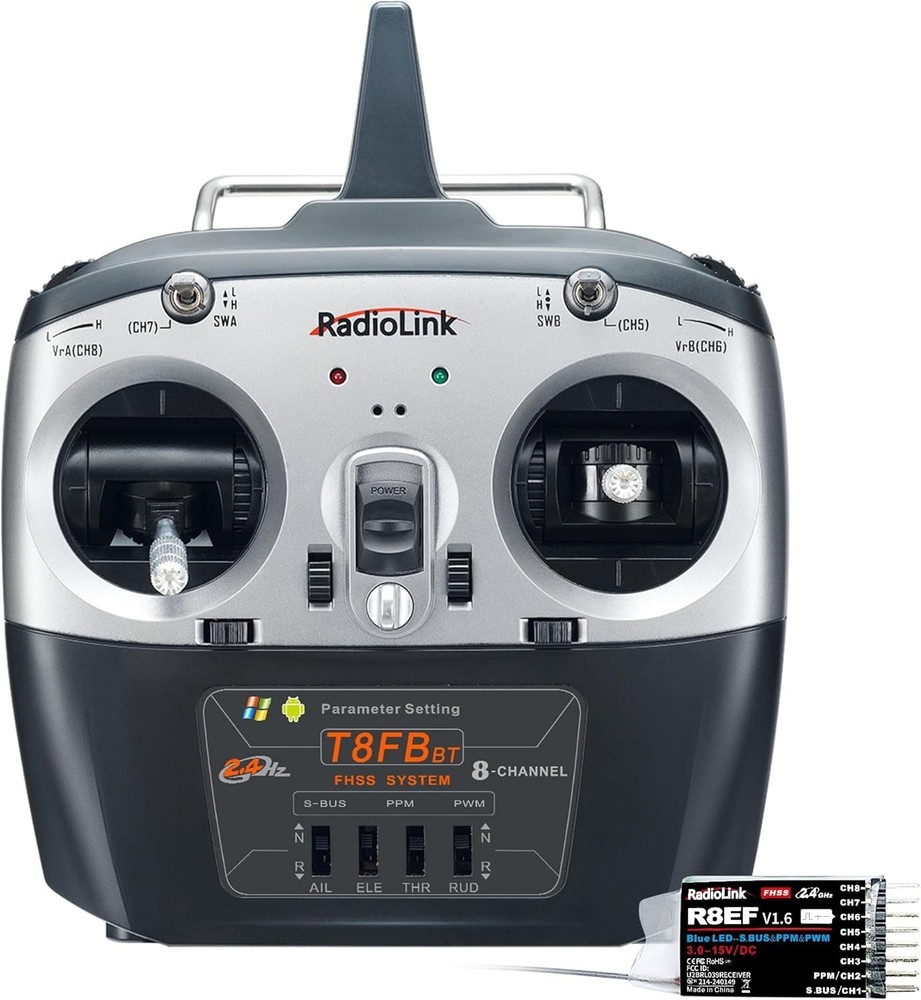 8 Channels 2.4GHz RC Remote Transmitter and R8EF Receiver APP Parameter Setup...
