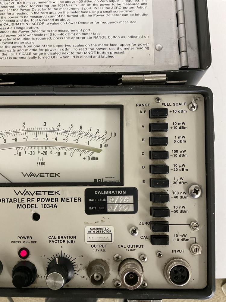 Wavetek Portable RF Power Meter Model 1034A