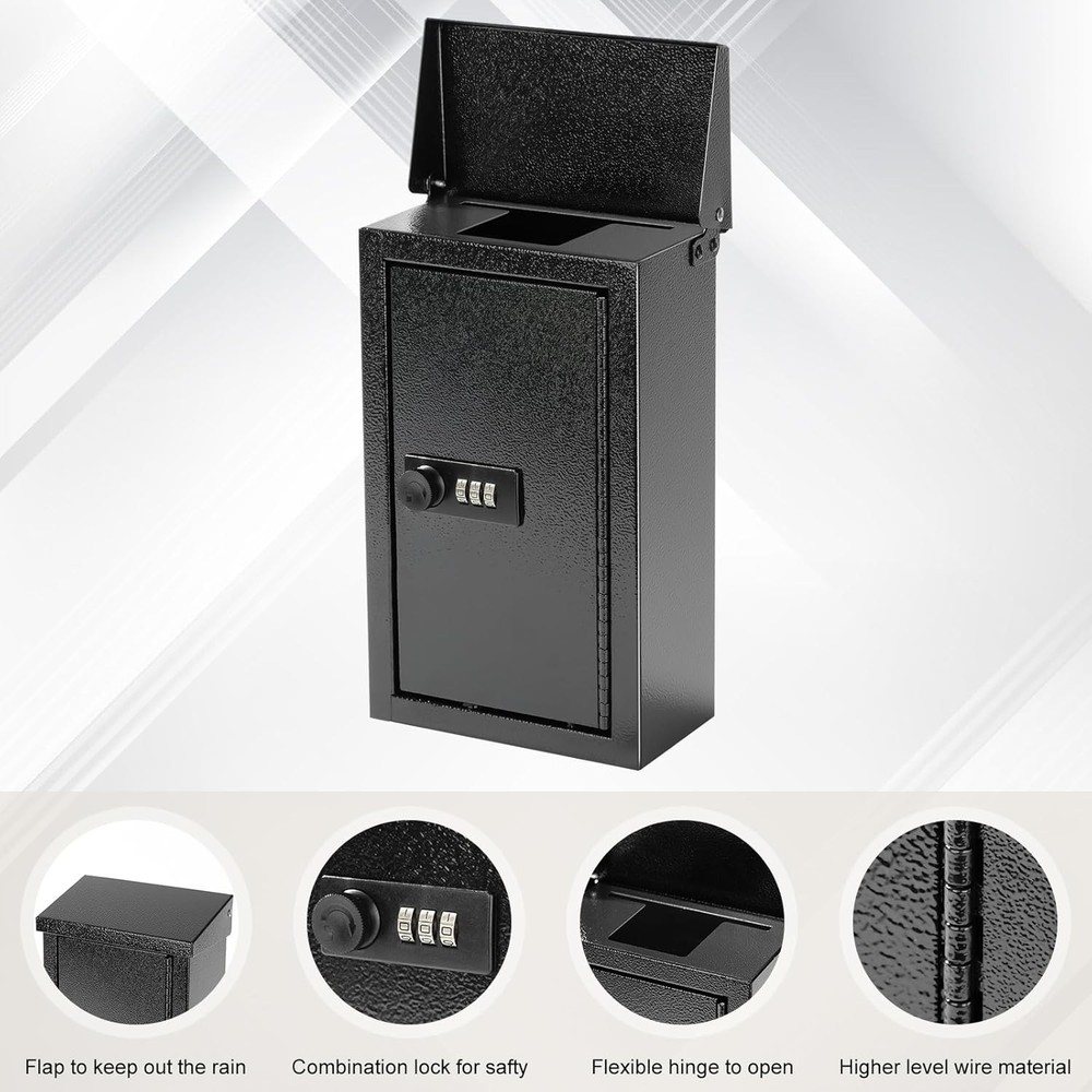 xydled Wall-Mounted Key Drop Box with Combination Lock, Lock