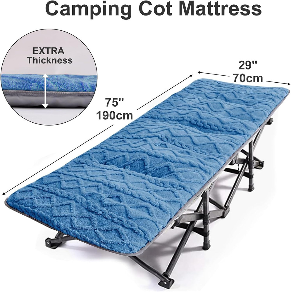 Folding Camping Cot Pad - Portable & Comfortable Outdoor Sleeping Mat with Elast