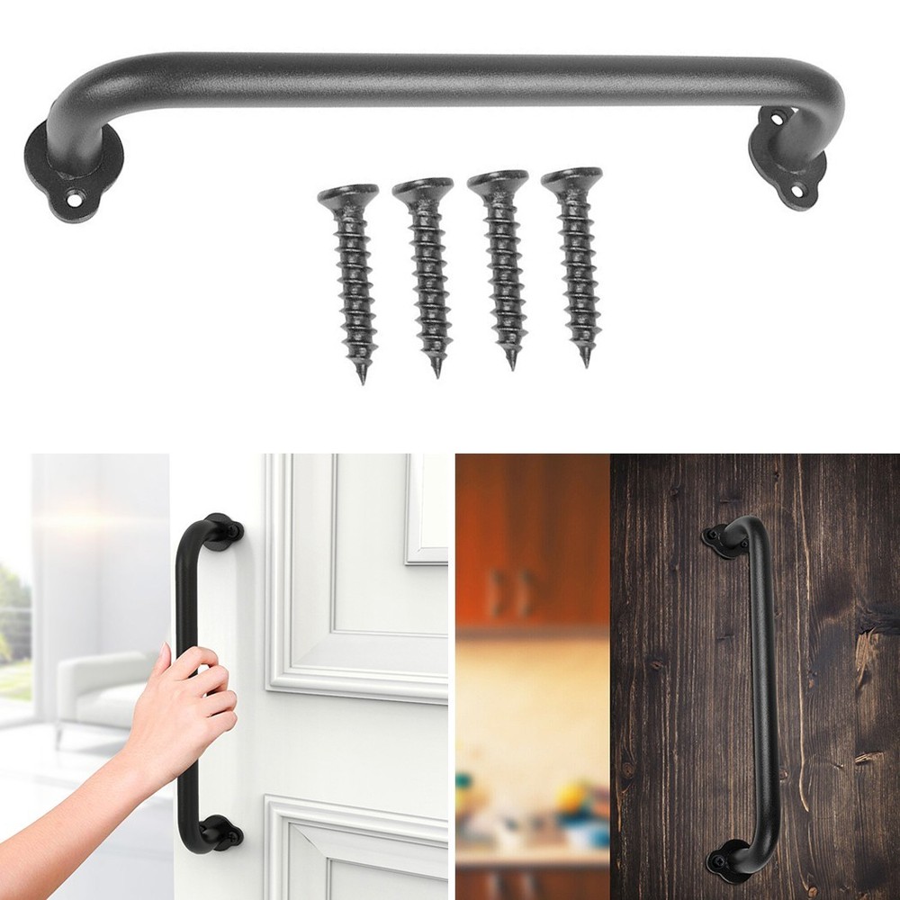 Sliding Barn Door Pull Flush Handle Gate Hardware Set Iron Matte Black