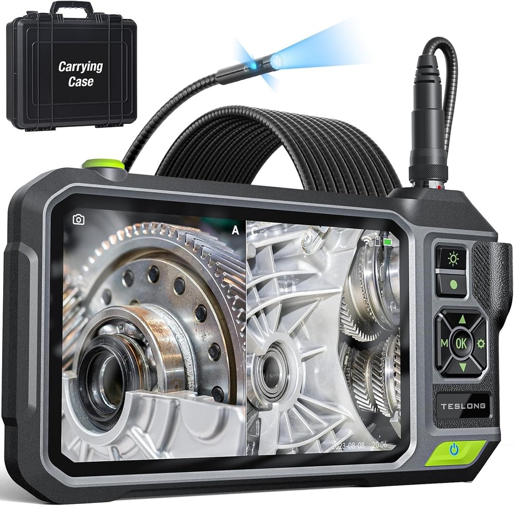 Teslong Triple Lens Borescope with 7" IPS Screen Automotive Mechanic Scope Tool