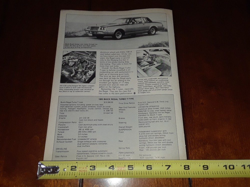 1983 BUICK TURBO T TYPE REGAL ORIGINAL ARTICLE