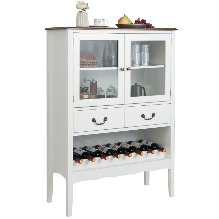 Sideboard Buffet Storage Cabinet Cupboard Kitchen With 3 Level Adjustable Shelf