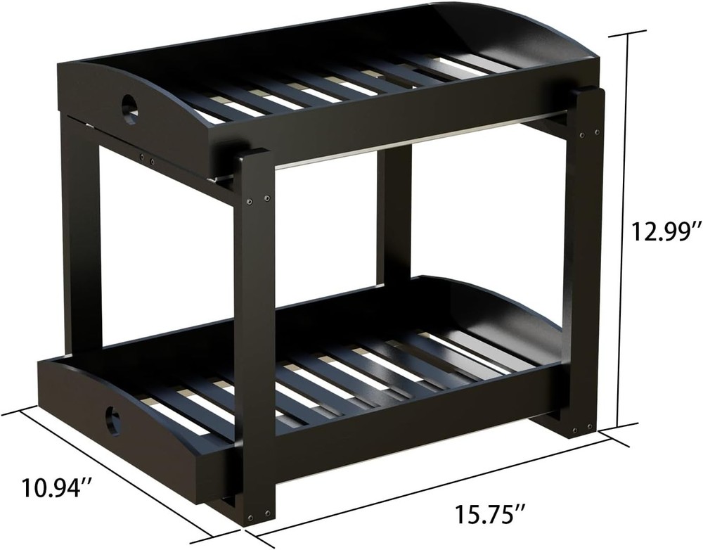 Eco-Friendly Bamboo Under Sink Organizer - 2-Tier Pull-Out with Sliding Drawers
