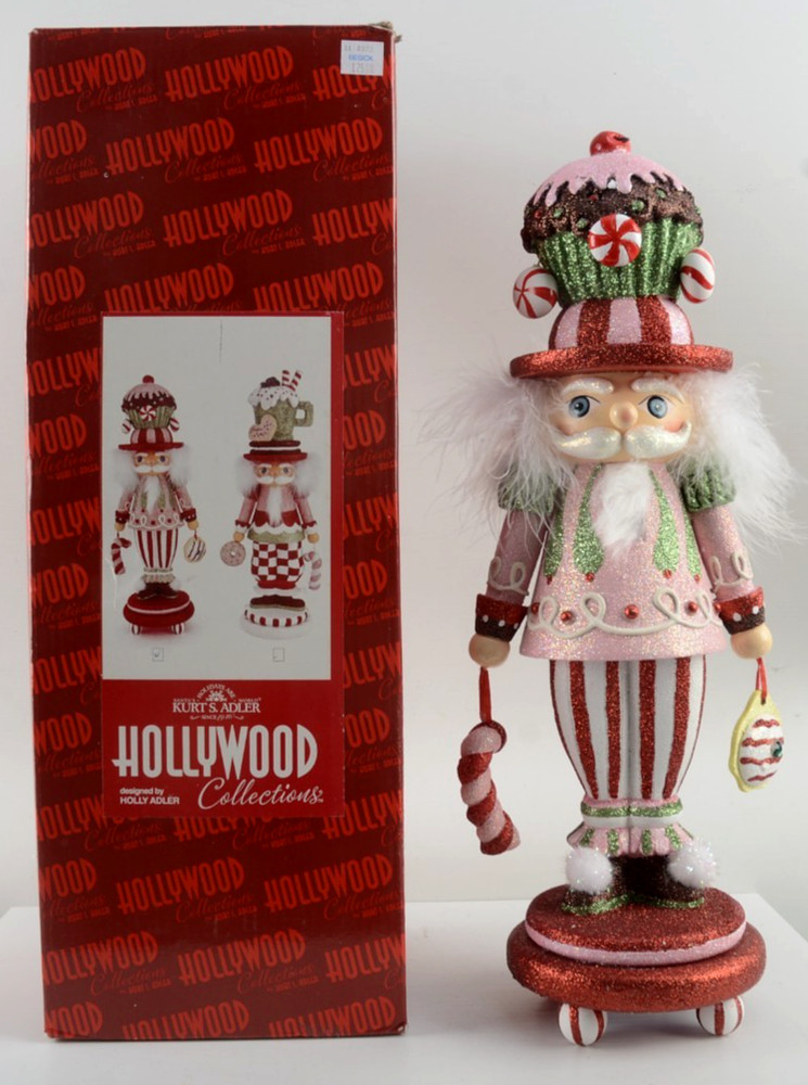 Kurt Adler Hollywood Nutcracker Candy Cupcake Hat Nutcracker w Box 16.5"  EUC