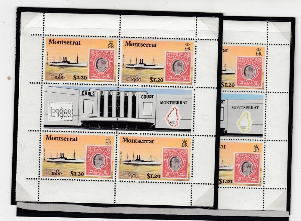 Montserrat 1980 Mini Sheet Missing Red Error/Flaw JK2780