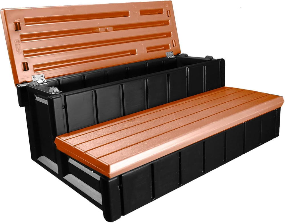 Redwood Spa & Hot Tub Storage Step - Durable, Multi-Functional, USA Made