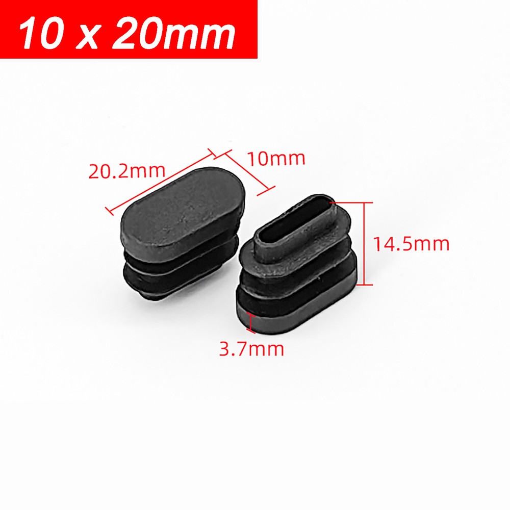 Oval Plastic End Caps Ribbed Plugs Blanking Inserts Bungs/Black