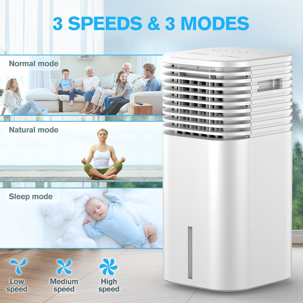 Ultra-Quiet 3-in-1 Portable Air Conditioner with Remote & 15H Timer - Ivory