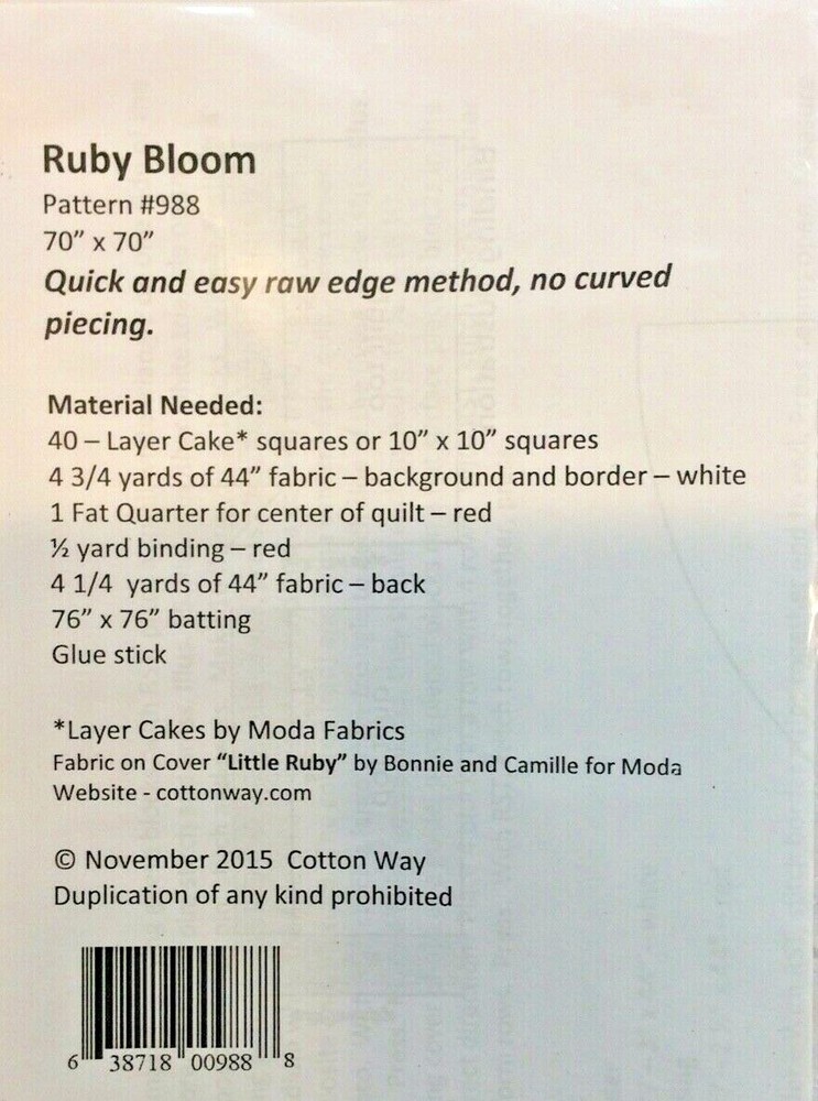 COTTON WAY #988 - RUBY BLOOM-- 70" x 70"