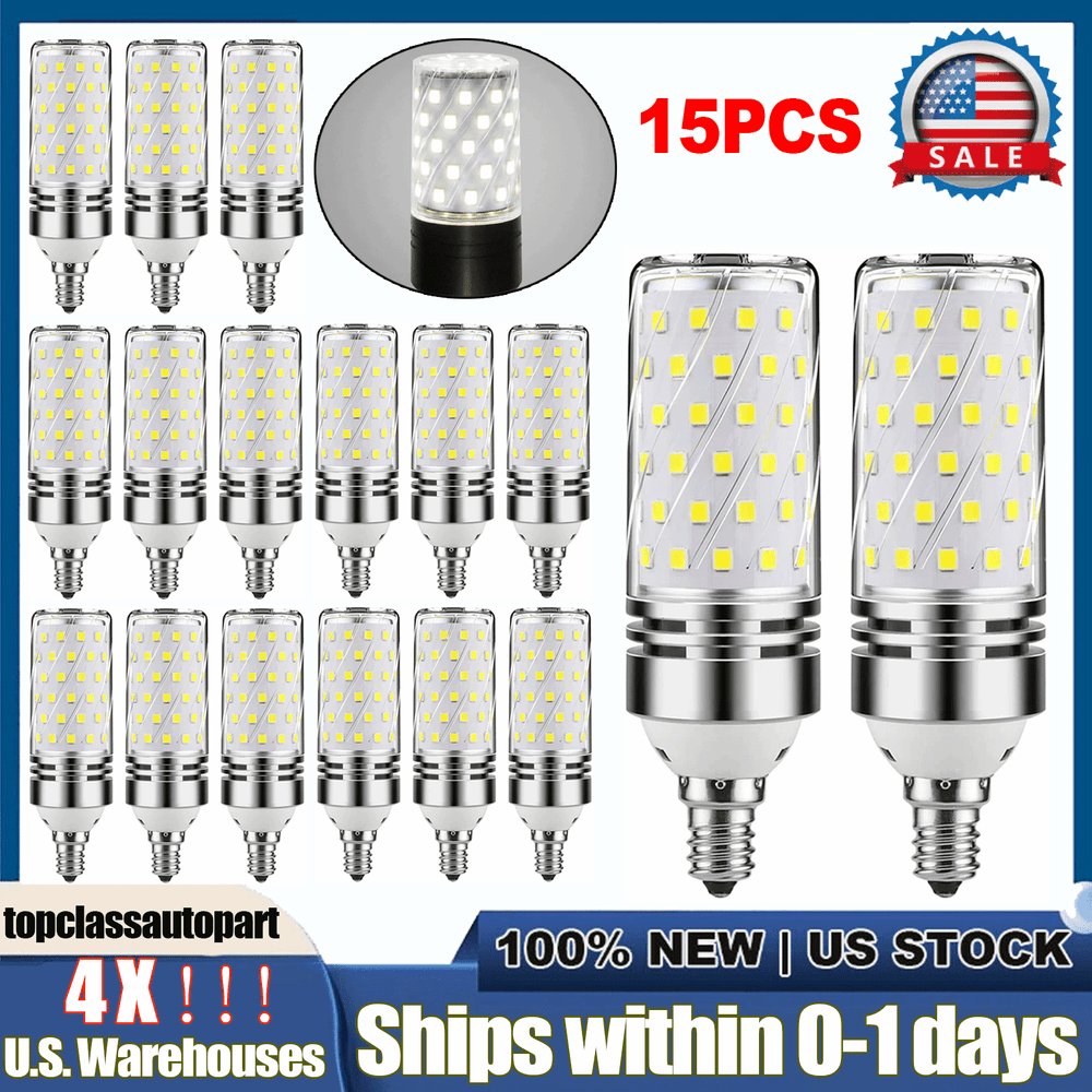 15*E12 White LED Corn Bulbs 6500K Candelabra Ceiling Fan Light Bulb Daylight 16W