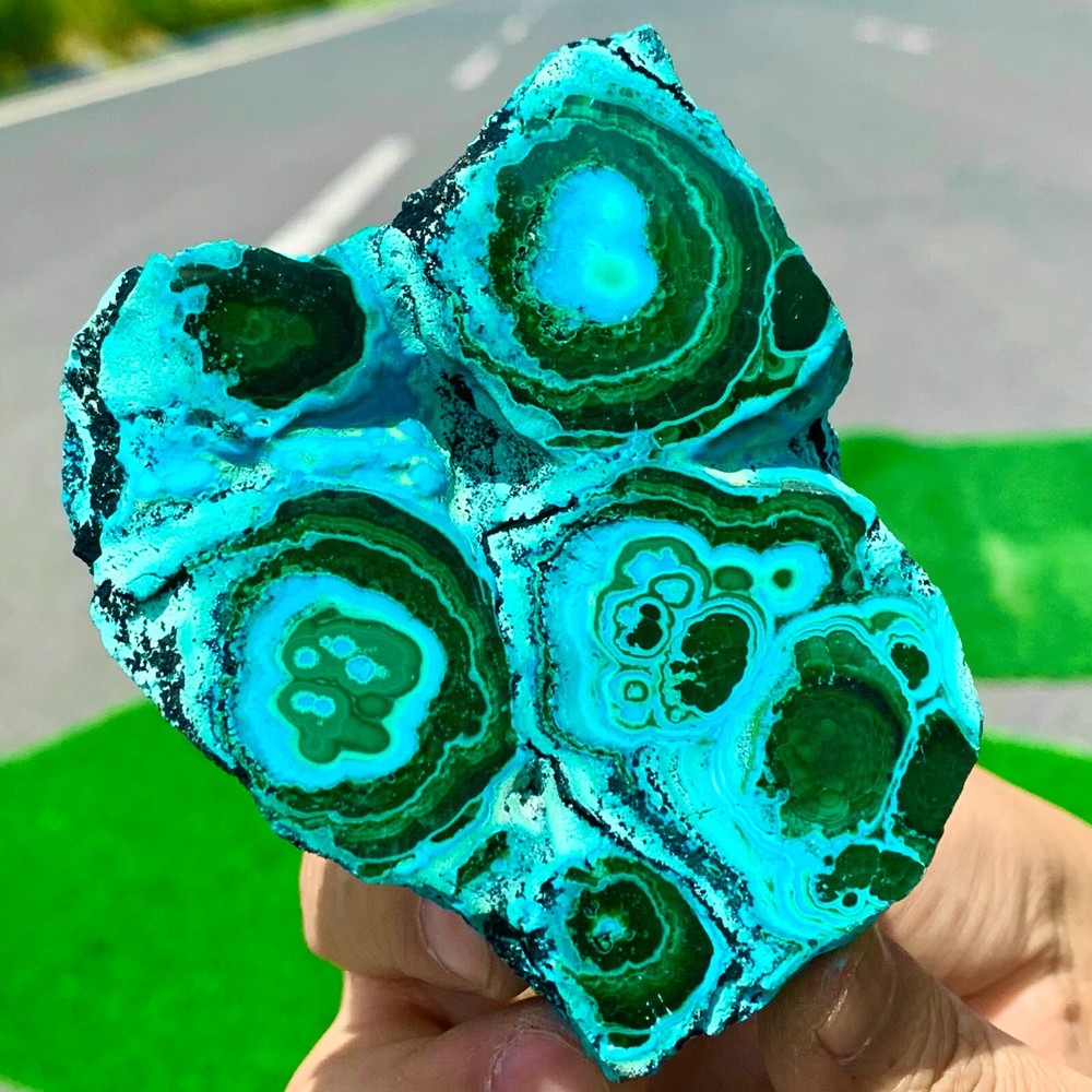 219G Natural Chrysocolla/Malachite transparent cluster rough mineral sample