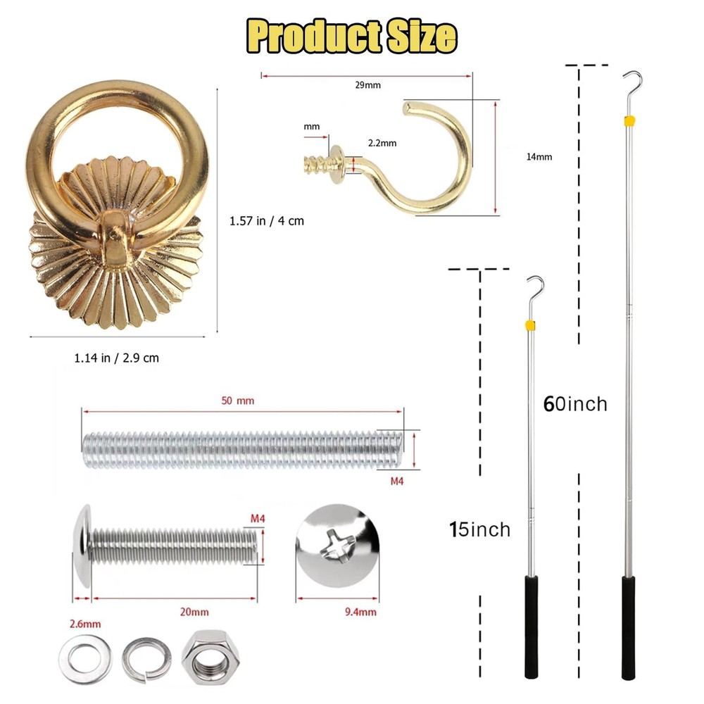 Ladder Pull Down System Kit Attic Pull System Hook Set Replacement For Cord Rope
