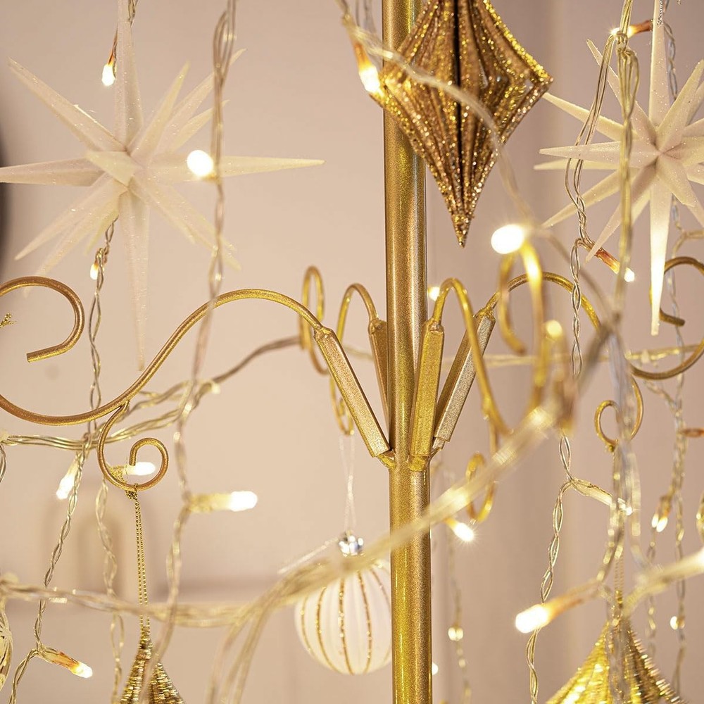 Barton 6.4, 5, 3, 2 ft Wrought Iron Ornament Display Tree Stand Rotating Tree