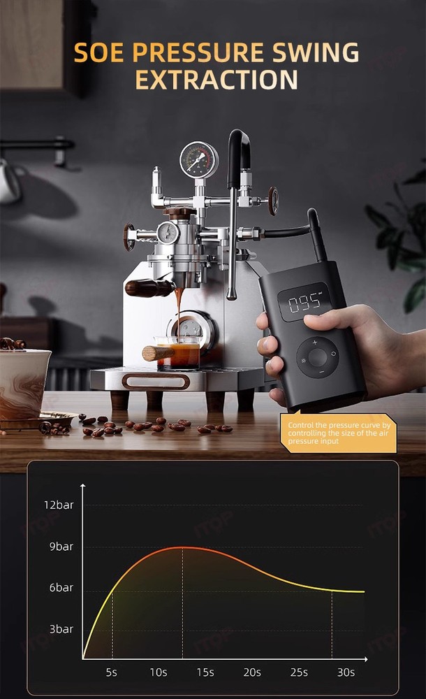 Pneumatic Coffee Maker 12 Bar Espresso Making Variable Pressure With PID