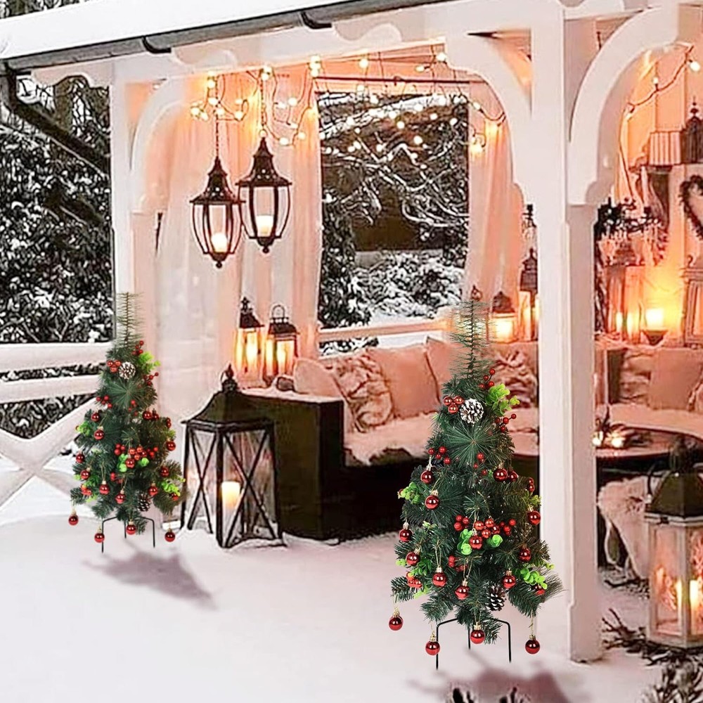 2 Pack 30'' Pre-Lit Christmas Tree Artificial LED Lights Xmas Pathway Home Decor