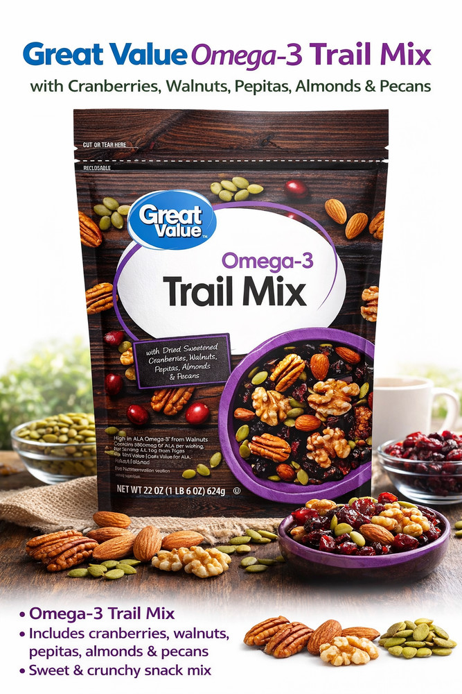 Great Value Omega-3 Trail Mix, 22 oz