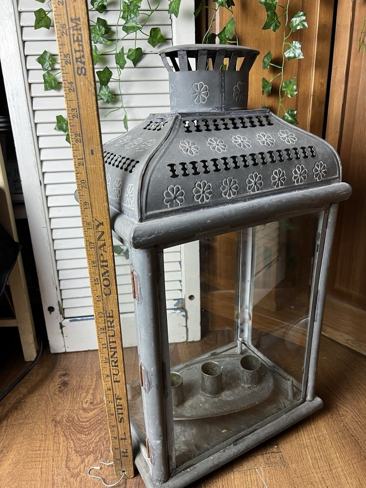 Vintage Galvanized Zinc French Lantern