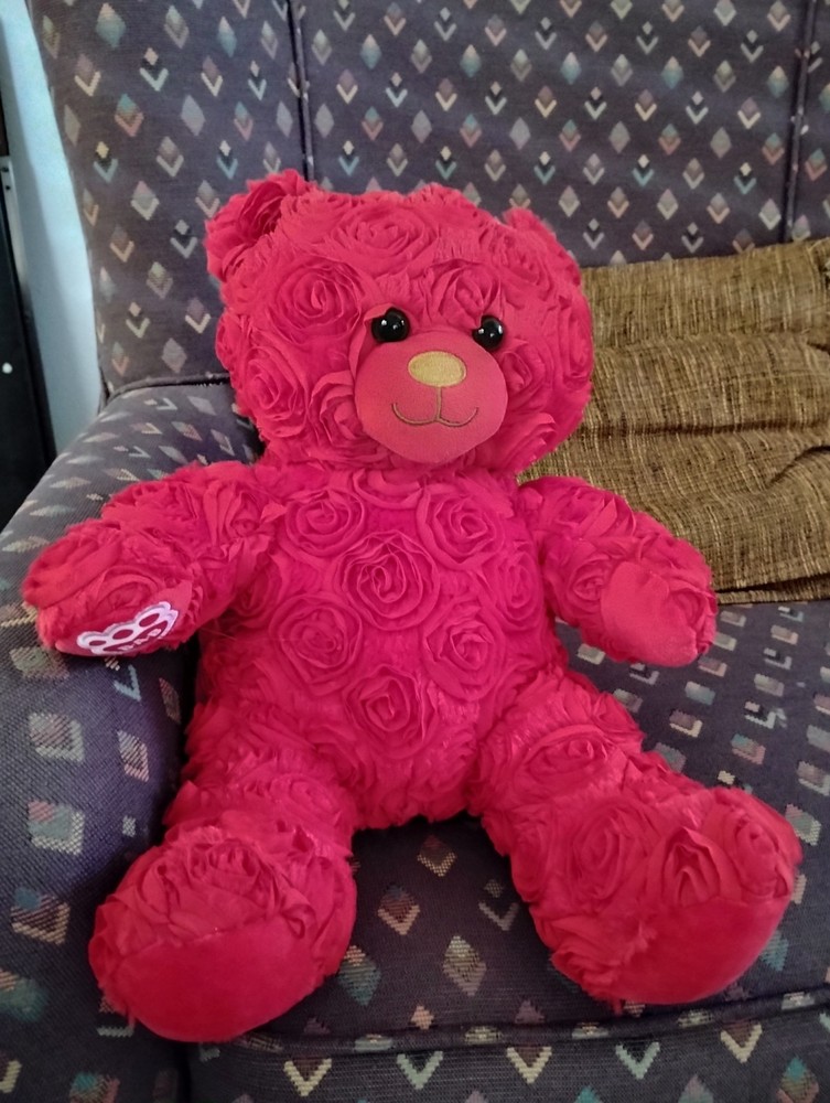 Build-A-Bear Workshop Red Rose Pattern Teddy Bear Plush