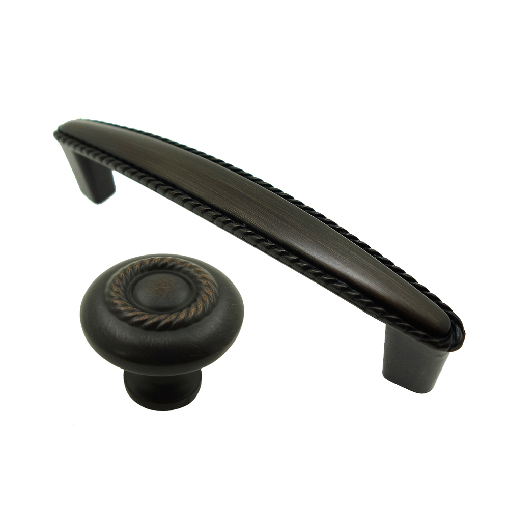 Solid Traditional Rope Kitchen Cabinet Knob Drawer PullOil Rubbed Bronze Handl