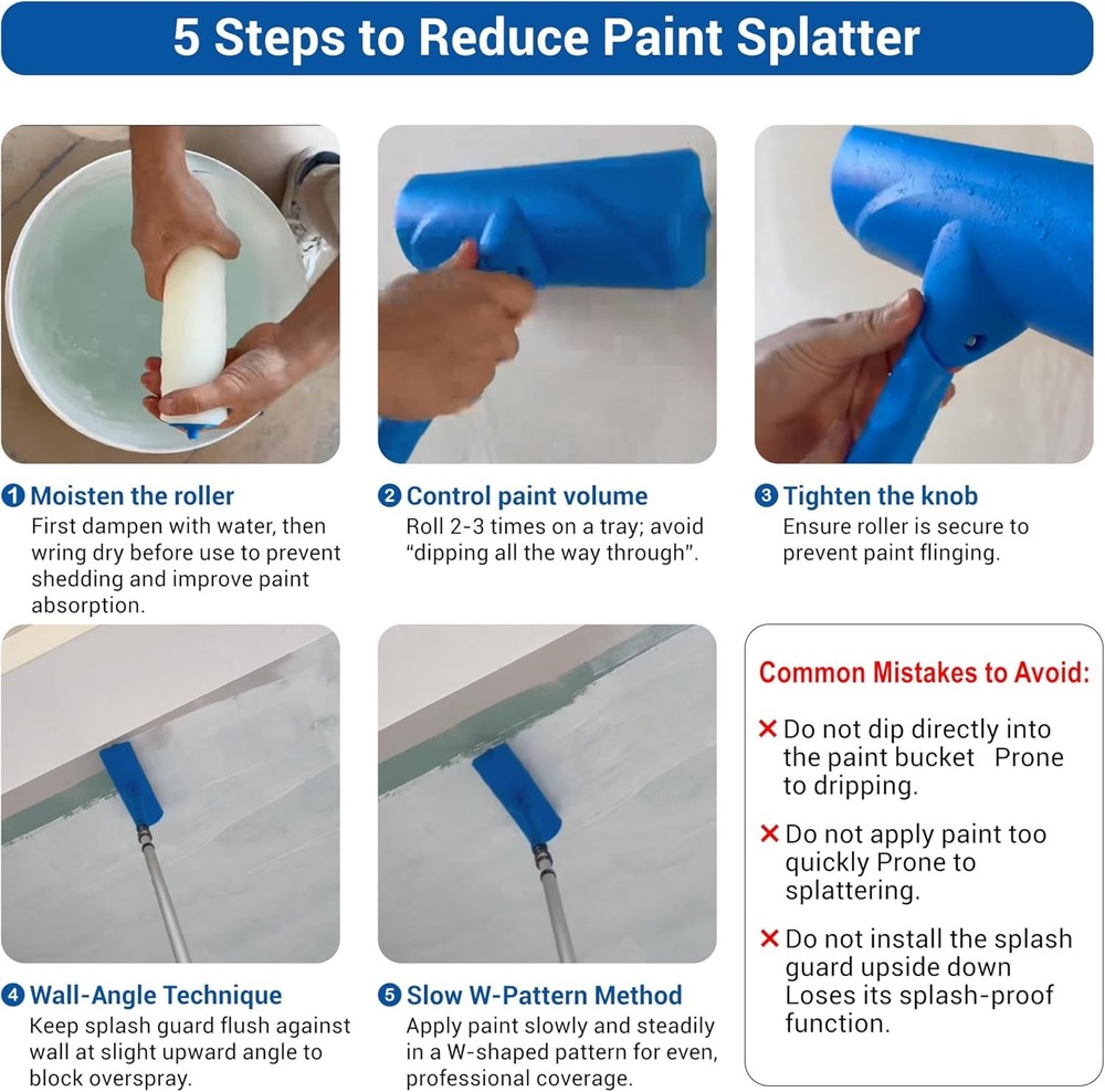 10 Inch Ceiling Paint Roller with Shield Roller and Shield with Adjustable