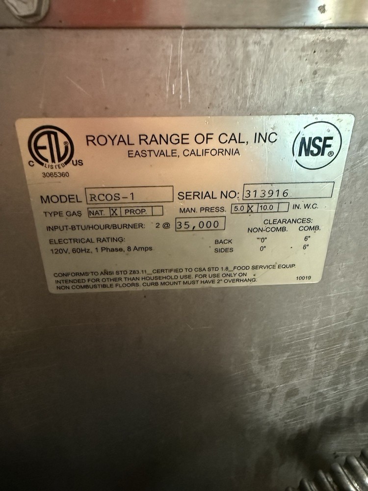 Royal Single Stack Convection Oven Natural Gas
