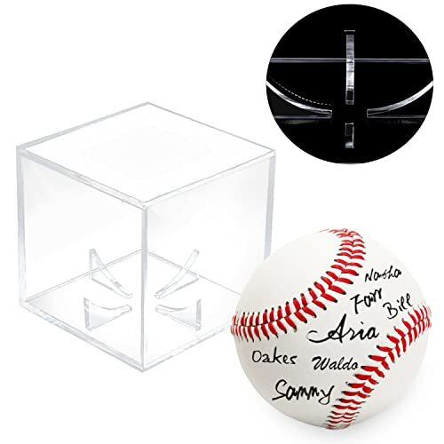 4 Pack Clear Acrylic Baseball Cube Display Case Boxes for Memorabilia Display