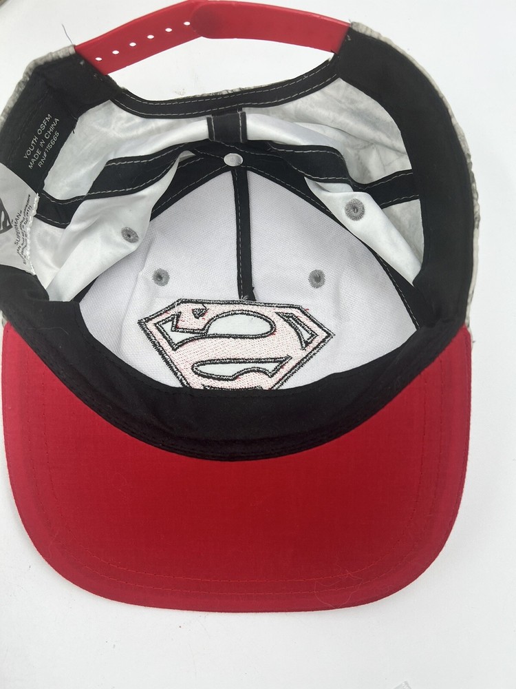 DC Comics Superman Cap Grey Red Brim Hat Youth One Size