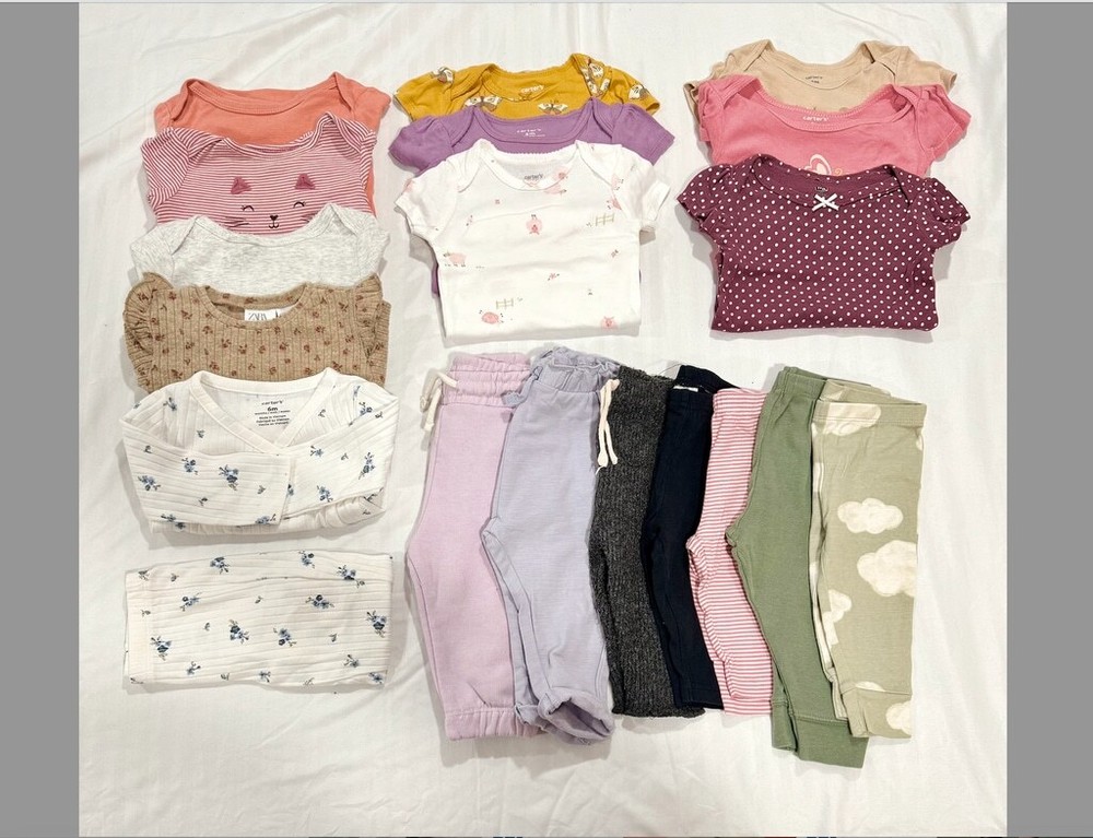 Baby Bundle Bodysuits & Pants Set 3-6Month Multicolor preowned