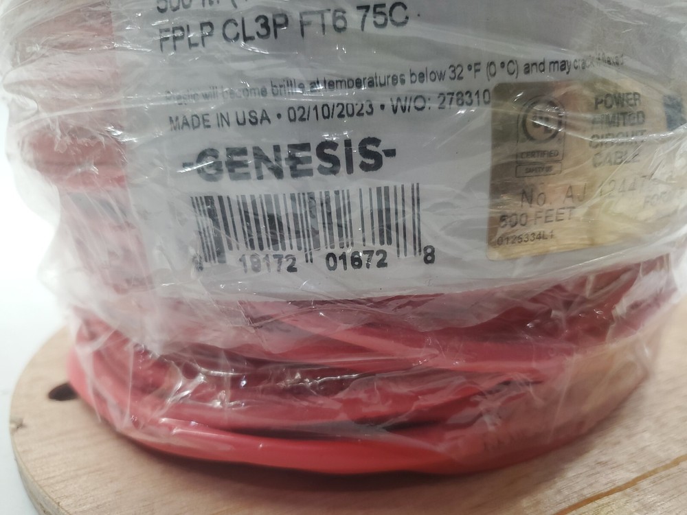 Genesis 14/2 14-AWG 2 Solid Conductors Solid Plenum 500’ Red 45135004
