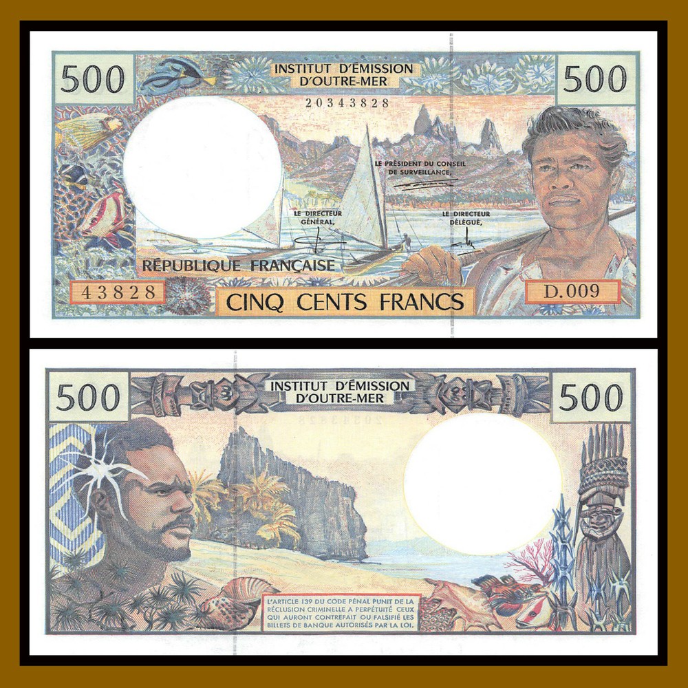 French Pacific 500 Francs, 1992 P-1c Sig #5b Error Law Unc