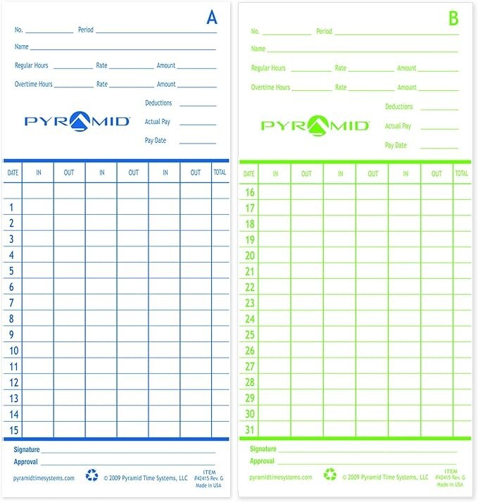 Pyramid Time Systems Pyramid Timecards