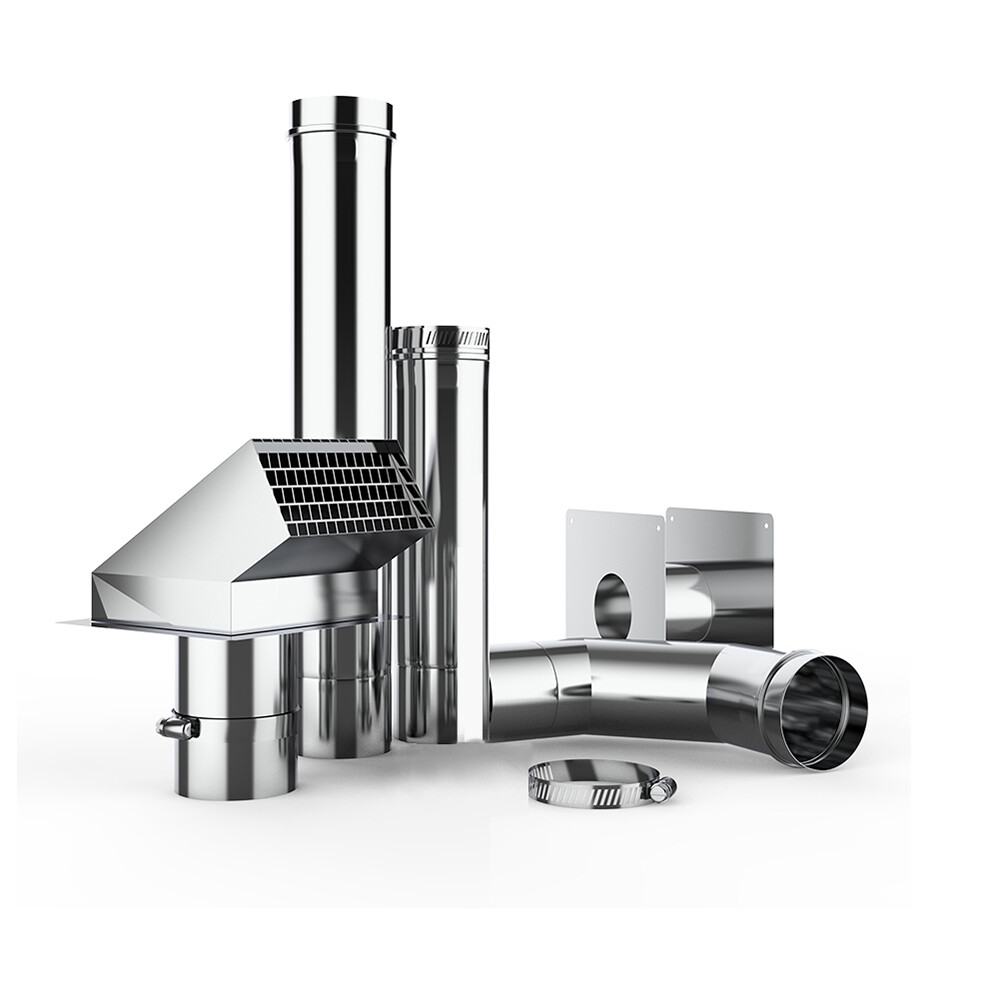 2x Stainless Steel Vent Pipe & 3" Wall Thimble Kit for Indoor Gas Water Heater