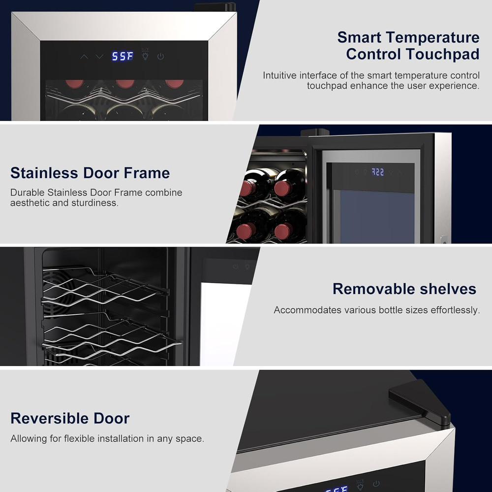 18 Bottle Wine Cooler Compressor Refrigerator Cellar Fridge,Freestanding,41-68℉,