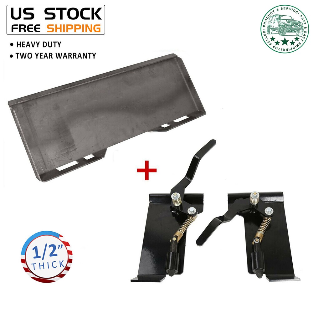 1/2"Skid Steer Quick Tach Attachment Mount Plate & Conversion Adapter Latch Box