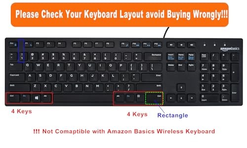 Keyboard Cover Skin Compatible with Amazon Basics Wired USB Keyboard Black