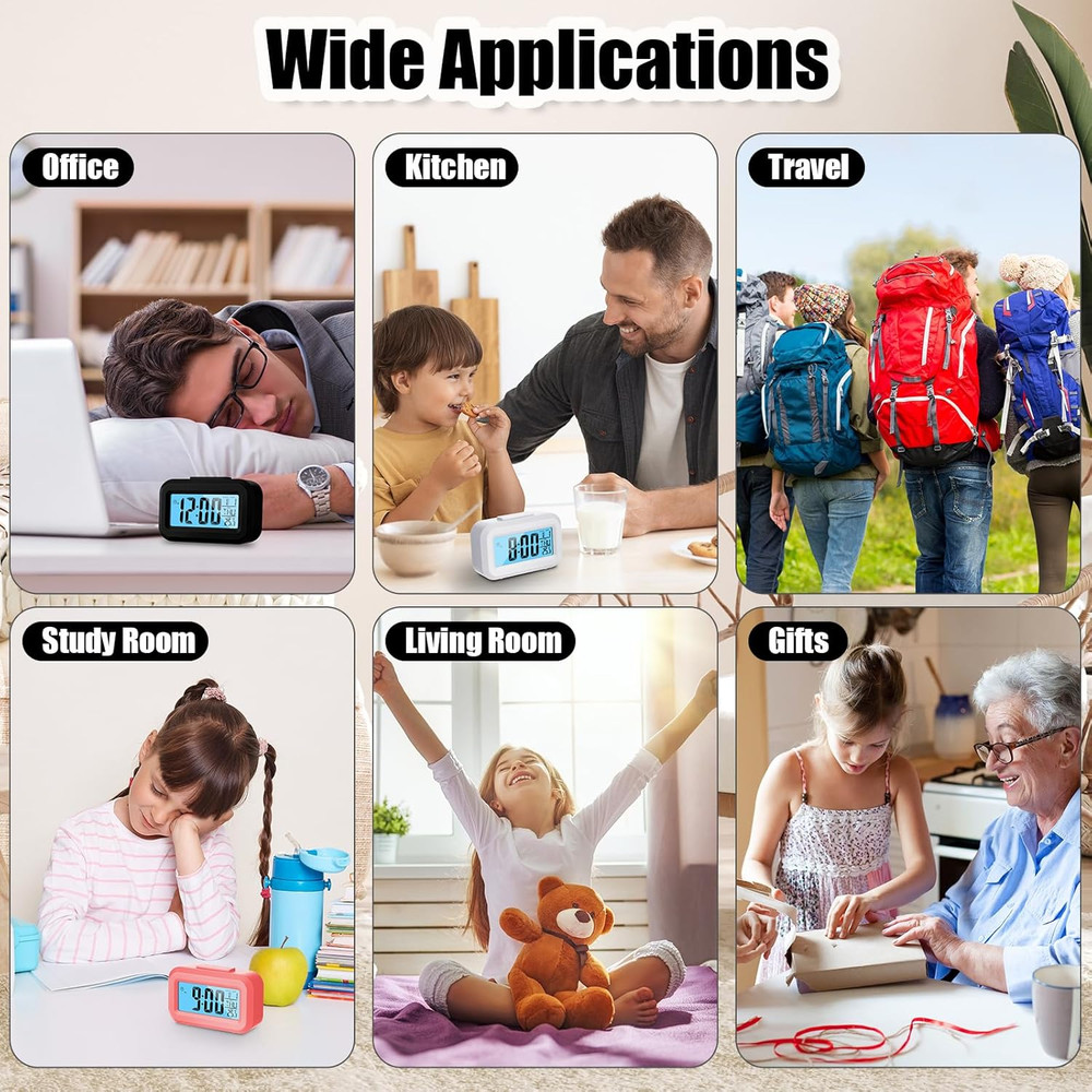 Digital Alarm Clock Large LCD Display, Simple Operation, Snooze Back Light, Time